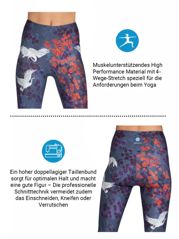 MAGADI Yoga Leggings Happy Birds aus Komfort-Stretch