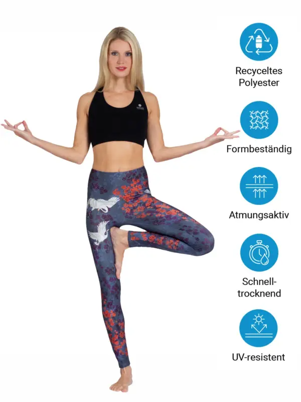MAGADI Yoga Leggings Happy Birds aus Komfort-Stretch